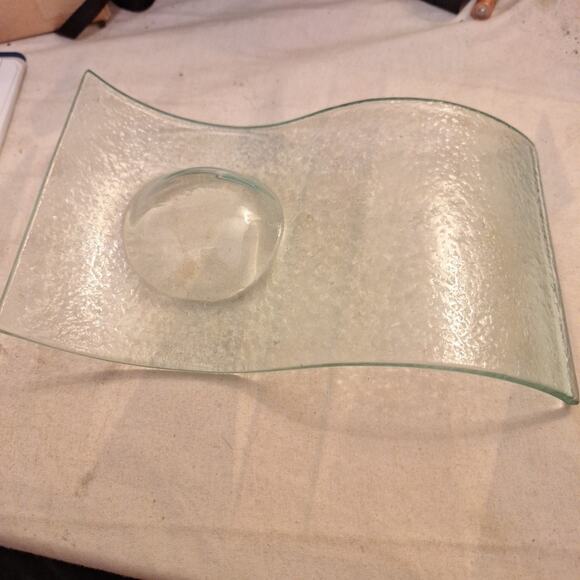 Set Of 2 Serving Plate/ Charcuterie Plater Clear Heavy Glass 8 In X 5 In - Picture 4 of 5